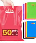 50 Pack Multicolor Party Favor Gift Bags 8x11 Inches With Handles Reusable Plastic Goodie Bags in assorted colors