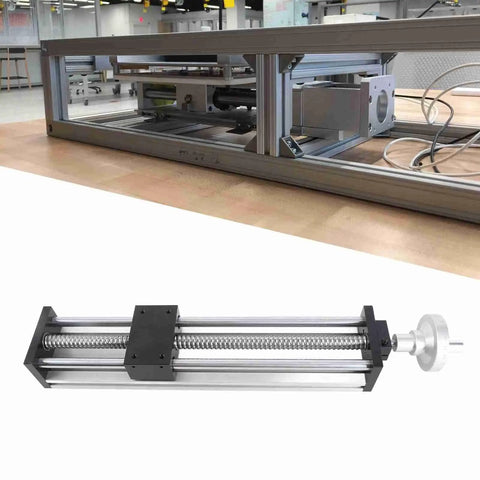 Precision Linear Rail Guide Carriage With 300mm Stroke Manual Handwheel Adjuster For CNC Router Table Woodworking Bench Heavy Duty Aluminum Build Delivers Smooth Ride Shop Ready Hardware Mounting Consistent Accuracy Every Time
