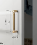 6 Pack 5 Inch Center To Center Knurled Cabinet Pulls In Champagne Bronze With Circular End Caps installed on a cabinet door