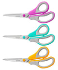 All Purpose Heavy Duty Scissors Eight Point Five Inch 3 Pack Workhorse For Office School And Home Shears, stainless steel blades