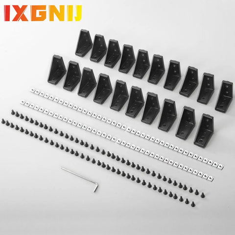 2040 Corner Bracket Connector Set 20 Pack Aluminum Extrusion 90 Degree Brackets with M5 T Nuts and Screws for CNC 3D Printer Frames Black