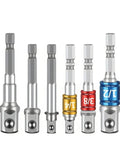 Pro Heavy Duty Internal Hex Handle Universal Drill Bit Screwdriver Impact Socket Adapter Kit, 8 Pieces Cobalt Steel Alloy Set For Tough Jobs And Fast Fixes. 1/4 3/8 1/2 drive adapters