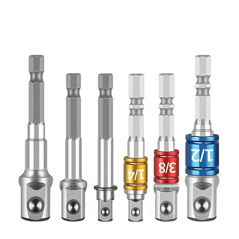 Pro Heavy Duty Internal Hex Handle Universal Drill Bit Screwdriver Impact Socket Adapter Kit, 8 Pieces Cobalt Steel Alloy Set For Tough Jobs And Fast Fixes. 1/4 3/8 1/2 drive adapters