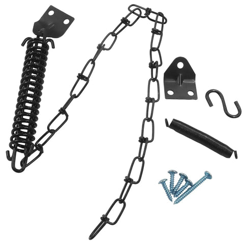 Storm Door Protector Chain And Spring Black For Windy Weather Tough As Nails Shield That Absorbs Sudden Door Slams Prevents Screen And Frame Damage Easy Install Durable Spring Loaded Chain For Exterior Doors black steel chain, spring, brackets and screws