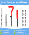 15-Piece Thread Insert Repair Kit For M14x1.5 Female Threads With Drill, Tap, Wrench, Break Pin, Hex Wrench, And Organizer Box