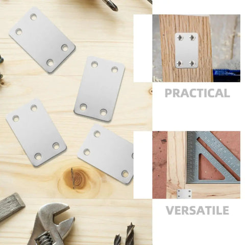 Flat Bracket Set With Screws for DIY Projects and Home Improvement, Stainless Steel Straight Mending Plates, 20 Pack