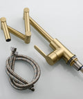 Brushed Gold Pot Filler Faucet 360 Degree Swivel Brass Folding Deck Mount Kitchen Sink Tap For Hot And Cold Water Easy