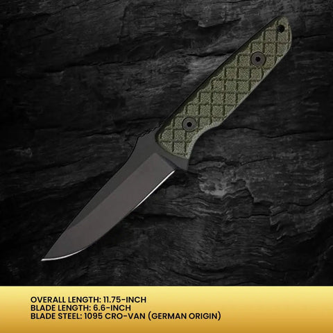 Alala Fixed Blade Knife For Everyday Carry Dope Modern EDC Gear Black Finish Unisex Knife With Hand Wash Only Durable Steel For Tough Outdoor Use Everyday Ready, 11.75-inch overall length, 6.6-inch blade length