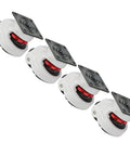 Hella Durable Four Pack Leveling Casters Featuring Retractable Workbench Wheels And Height Adjustable Rubber Feet, showing four steel casters with rubber feet.