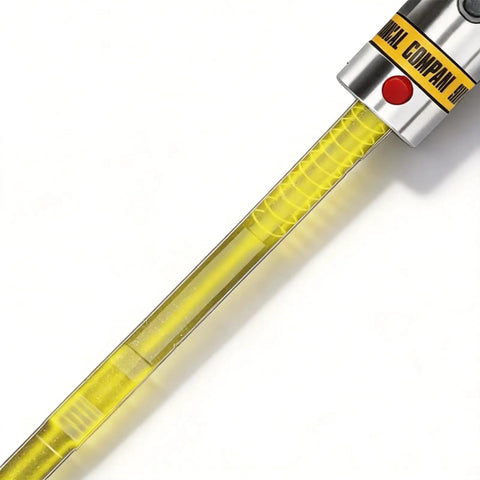 Close-up of yellow hose on Beefed Up Heavy Duty Pneumatic Grease Gun Dispenser For Auto Repair And Industrial Lubrication