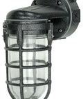 Wall Mount Light In Hammered Black Finish With Die Cast Aluminum Cage Built Tough 100 Watt Incandescent Rugged Industrial Design