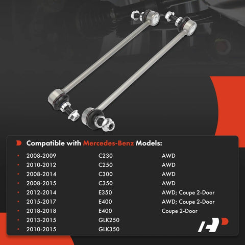 Front Sway Bar Link Kit 2X Stabilizer Links For Mercedes Benz C230 C250 C300 C350 E350 E400 GLK250 GLK350 AWD Models Only chart