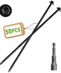Pack Of 50 No 14 X 8 Wood Structural Screws Tough As Nails Heavy Duty Hex Head Black Timber Log Landscaping Screws Rust Resistant