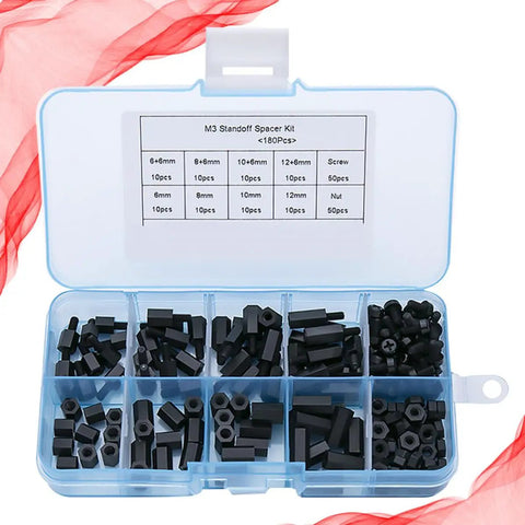 180 Piece Nylon Spacer Screw Standoff Kit With Plastic Storage Box For Diy Electronics Prototyping Anticorrosive Motherboard Spacers And Hex Spacers For Precise Durable Hardware Gear, open case