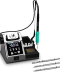Pro Grade Soldering Station Black Large Size With Adjustable Temperature Control And Ergonomic Iron Handle For Electronics Hobbyist