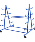 Heavy Duty 5 Tier Conduit Pipe Rack With Wheels, Dual Side Mobile Lumber Holder Built Like A Rock For Long Materials, blue steel frame with wheels