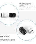 40 Piece Waterproof Cable Gland Connector Kit With High Insulation Plastic Glands for Electrical Wires in black and white