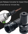 Two Pack 1/2 Inch Square Drive To 1/4 Inch Hex Female Socket Adapter Chuck For Impact Wrench And Air Or Electric Tools