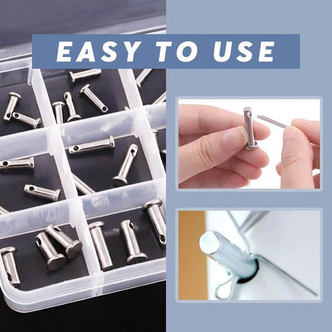 304 Stainless Steel Clevis Pins Set, Flat Head Single Hole Assortment Kit, 12 Sizes, 44 Pieces, in use for DIY projects