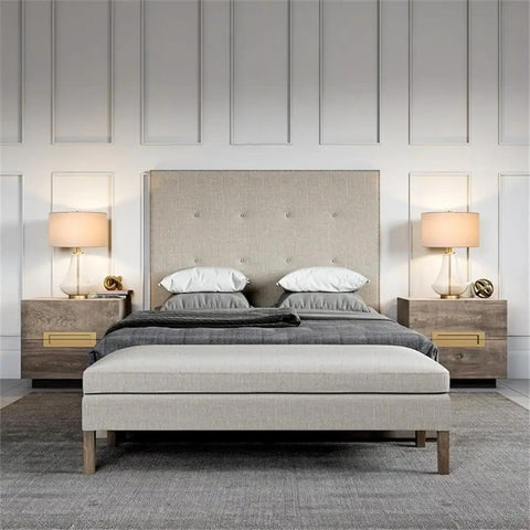 Bedroom scene with 23 Inch Tall Table Lamp With Seeded Glass Shade Polished Nickel Finish And Flax Linen Fabric on side table