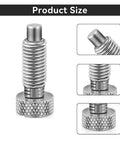 Two Pack M6 Retractable Indexing Plunger Pins With A Sweet Knurled Handle And Heavy Duty Spring Lock Mechanism Built To Fasten Industrial Gear Quickly On Any Rough Job Site, showing size and detail.