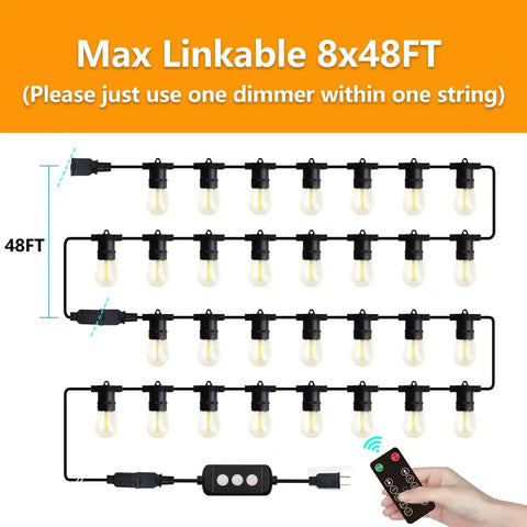 96Ft Outdoor LED String Lights With Dimmer And Timer, Weatherproof IP65 Shatterproof Patio Lights For Christmas Parties And Weddings, Energy Saving Backyard Decor To Create A Cozy Party Vibe