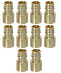 Ten Piece PEX A To Three Quarter Inch Female Sweat Adapters F1960 Expansion Fittings Pack For Potable Water And Hydronic Heating