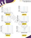 Clear PVC Heat Shrink Bottle Band Kit With 1200 Pieces In Six Sizes 1.37 Inch 1.50 Inch 1.80 Inch 1.90 Inch 2.20 Inch And 2.40 Inch Perforated Shrink Bands For Bottles Jars Cans And Lip Gloss Packaging size detail chart