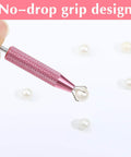 Ball grabber tool with no-drop grip design holding a bead, part of Six Piece Piercing Kit With Ball Grabber Tool And 16G 18G Stainless Steel Tapers Flat Back Insertion Tools For Easy Body Piercing Changes Ears Nose Lip Navel Eyebrow Set.