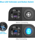 Tent Style Power Panel With 12V USB Outlet And Lighted Cigarette Lighter Socket PD3.0 And QC3.0 Car USB Port showing LED voltmeter
