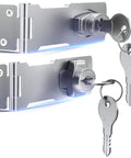Two Three Inch Zinc Alloy Chrome Finish Cabinet Locks with Key for cabinets drawers closets toolboxes toy chests and more.