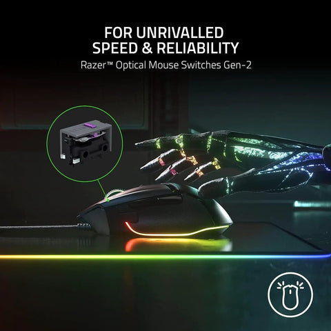 Customizable Ergonomic Gaming Mouse With Thumb Rest And RGB Lighting, 26K DPI Optical Sensor, 11 Programmable Buttons, side view