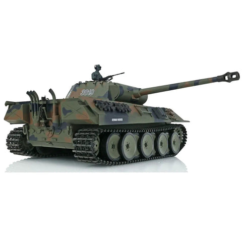 Side view of German Panther V One Sixteenth Scale RC Tank With Two Point Four GHz Infrared Battle System HengLong TK7.0 Mainboard