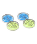 4 Pack 32mm Circular for spirit Level Wear Resistant for acrylic Bubble, featuring blue and green levels with precision markings.