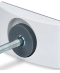 Wall Guard For Baby Gates And Pet Gates Made In USA Indoor Kid Safe Wall Protector For Pressure Mounted Gates Keeps Walls From Scratches And Dings White Finish showing side view with rubber backing