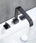 Matte Black 2-Handle 3-Hole Widespread Bathroom Sink Faucet With Pop-Up Drain, Solid Brass Construction, 8-Inch Centers