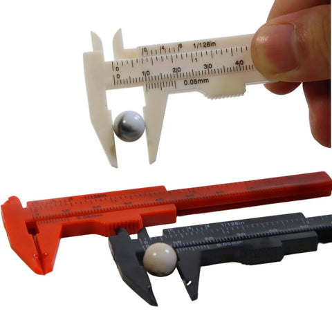 Mini Plastic Vernier Caliper Set 0 To 3 Inches 0.05mm Precision Double Scale Sliding Gauge For DIYers And Mechanics, measuring ball