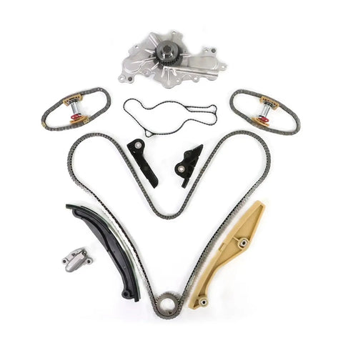 Heavy Duty Timing Chain Kit And Water Pump For Lincoln Edge And Ford Taurus With 3.5 Or 3.7 Liter Engine Ensures Smooth Operation And Major Engine Reliability For Your Ride. timing chain set with water pump, guides, tensioners, alloy steel parts
