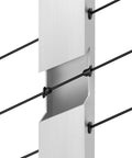 100 Pack Top Shelf Beveled Cable Railing Grommets 30 Degree Rubber Protector Sleeves for Metal and Wooden Posts attached to steel cable.