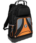 Front view of Beefy Heavy Duty Tool Backpack Pro With 39 Pockets And Molded Bottom For Big Power Tool Storage, Tradesman Level Tool Bag Organizer