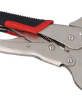 Heavy Duty Chrome Steel Welding Clamps With 270 Degree Rotating Jaws for Pipes 1-3 Inches showing handle and locking mechanism.