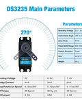 Beefy 35Kg Digital RC Servo With All Metal Gear Coreless Motor Waterproof for RC Robots Cars 270 Degree Control specs