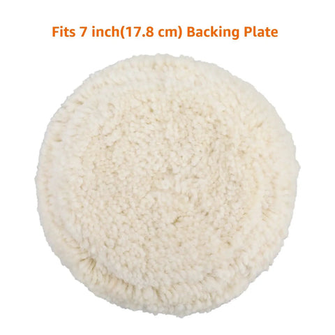 8 Inch Wool Buffing Pads Set For Compound Cutting And Polishing, 3 Pack, A Go To Kit shown on 7 inch backing plate