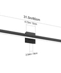 Diagram of 31.5 Inch Black LED Vanity Light 26W Modern Wall Mount For Bathroom, measurements shown, rectangular design.