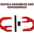 4 Pack G80 Alloy Steel Hammerlock Coupling Links shown disassembled with parts separated, 5/16 inch safety chain connector links.