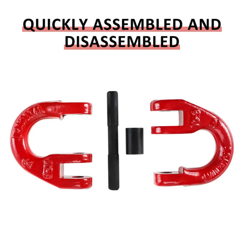 Four Pack Three Eighths Inch G80 Alloy Steel Hammerlock Coupling Links Painted Finish disassembled components