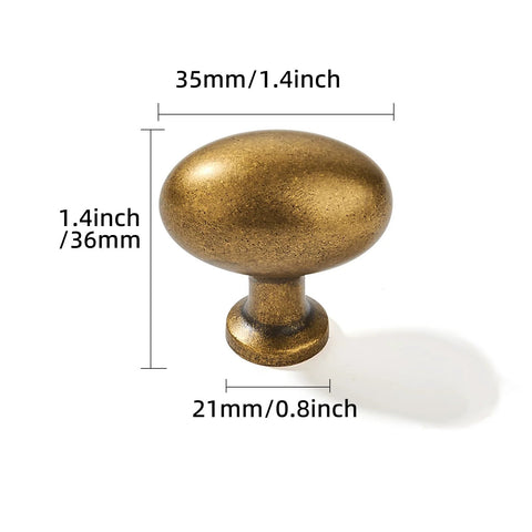 10 Pack Antique Brass Cabinet Knobs Made From High Quality Metal Solid Heavy Duty Oval Cupboard Drawer Hardware With Dimensions
