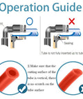 Operation guide showing correct and incorrect usage of Heavy Duty 304 Stainless Steel 90 Degree Elbow Fittings, 1/4 Inch Tube OD To 1/2 Inch NPT Thread, Push-To-Connect Air Fittings, 2 Pack, Corrosion-Resistant Quick Connectors For Air Compressor, Air Horn, And Air Bag.