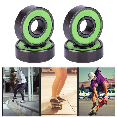 Premium Chrome Steel Skateboard Bearings With Extended Inner Ring For Zero Wobble And Razor Sharp Alignment, Shred Ready For Fast Longboarding, Electric Boards And Slick Smooth High Speed Cruising Rolls Daily