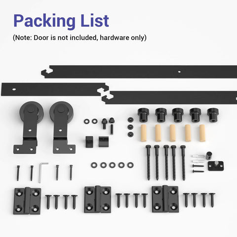 Two Door Bi Folding Sliding Barn Door Hardware Kit 42 Inch Black Track Top Mount Rollers Whisper Quiet Glide Built Tough Steel